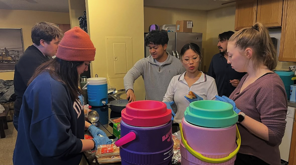 Students preparing food